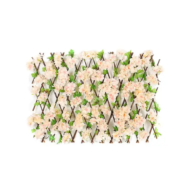 Kingfisher Expanding Artificial Leaf & Flower Trellis 2x1 Metres Wooden