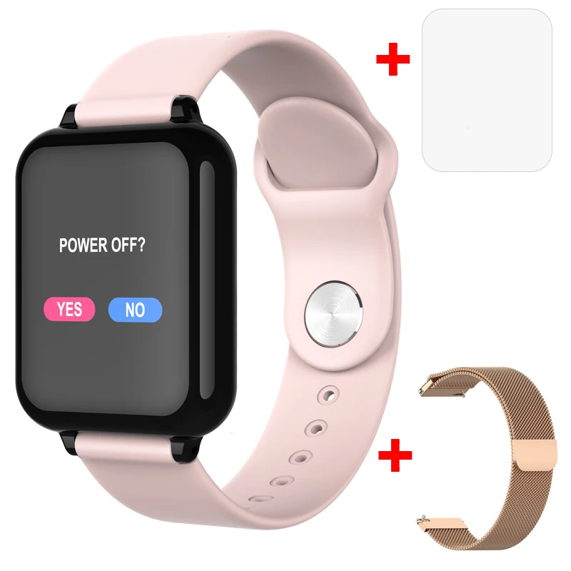 pink add rose LEMDIOE Смарт-часы для мужчин и женщин Монитор артериального давления сердечного ритма вызов сообщение умный Браслет для занятий спортом - Цвет: pink add rose