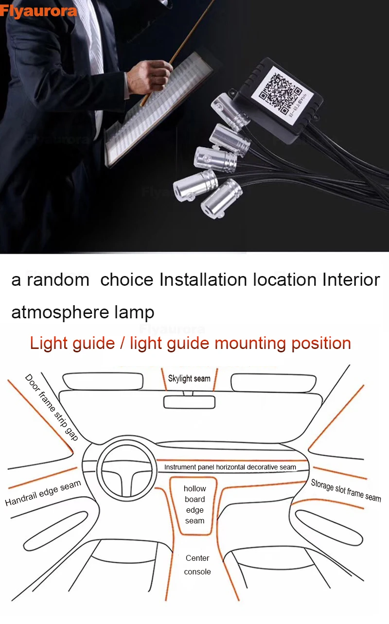 Nova luz fria led carro interior barra