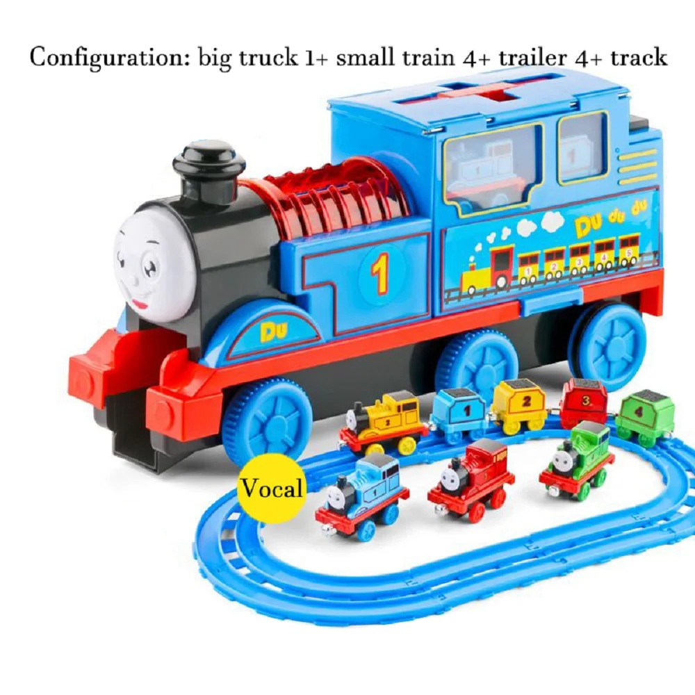 

Children's puzzle music learning train track slide car boy sound and light train set car LINTINGHAN wholesale