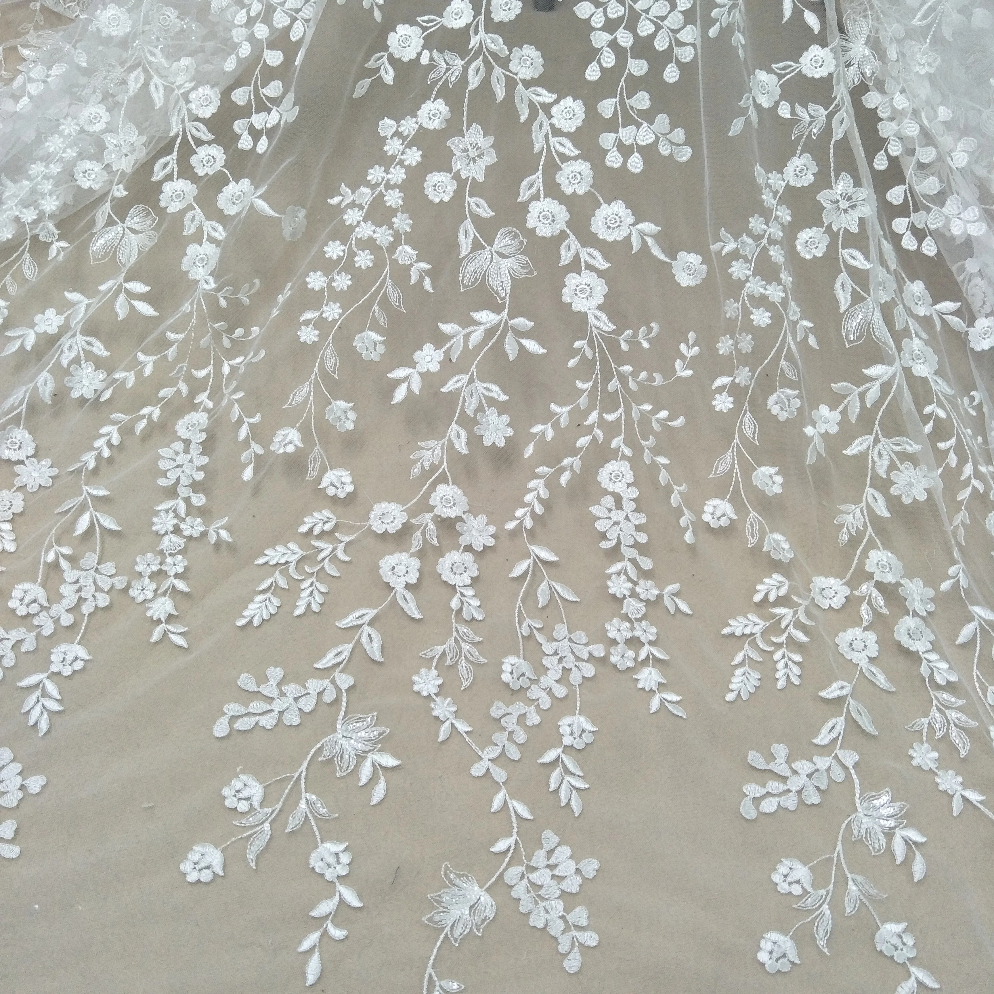 bridal wedding gown dress lace fabric 130cm width bridal lace fashion dress sell by yard sequins jacquard lace fabric,cotton voile lace fabric,lace trim fabric