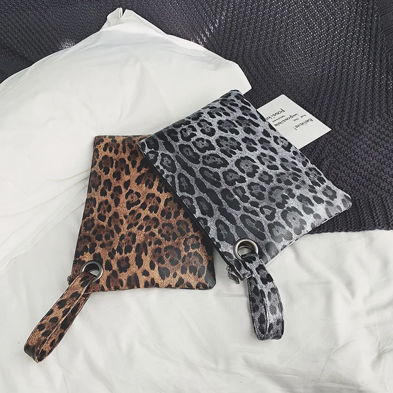 Casual Bags for Women Animal Print Leopard Clutch Female Fashion Design Leather Wallet Messenger Bag Ladies Elegant Handbag