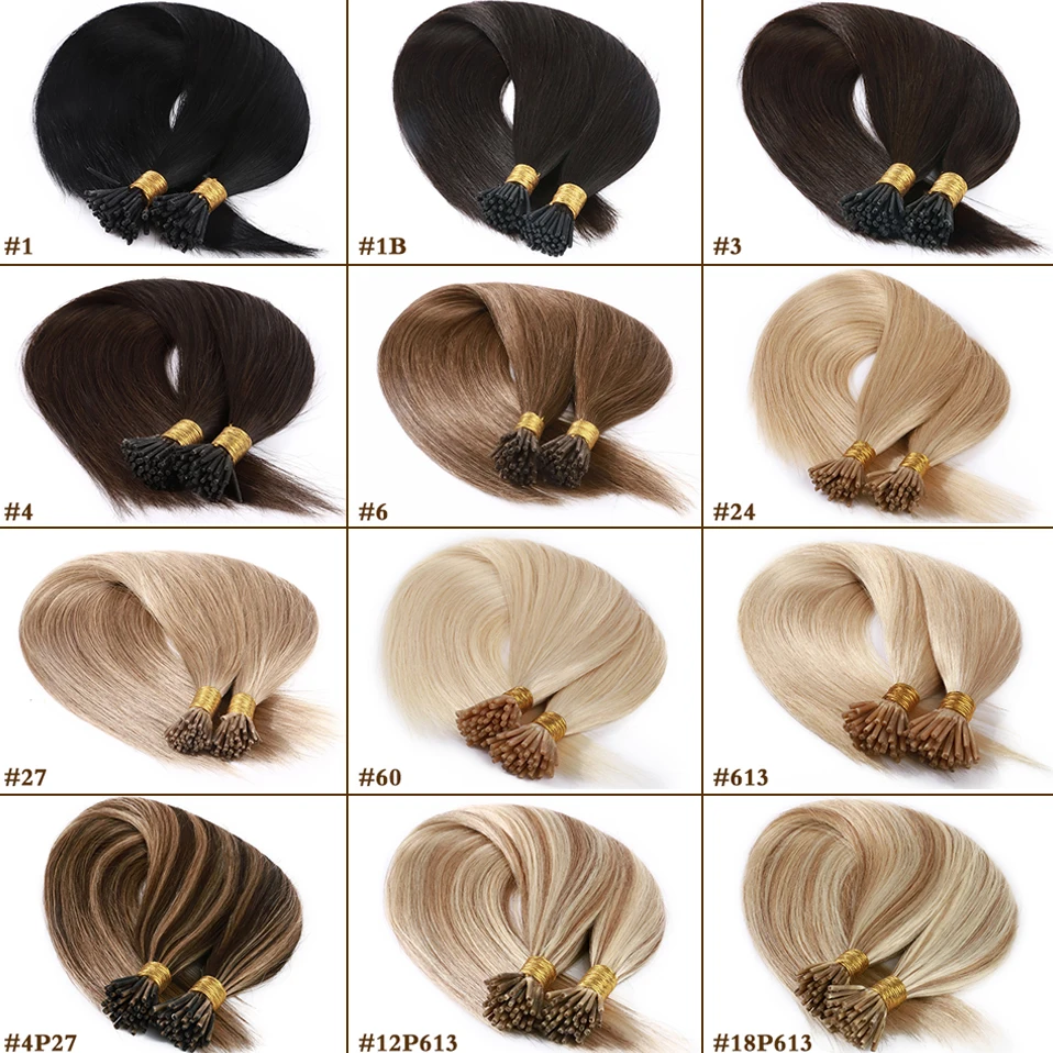 S-noilite 1g/s Straight Human Hair 50pcs I Tip Hair Extensions Fusion Keratin Micro Ring Pre-Bond Blonde Stick For Women