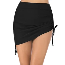 Женские плавки-плавки многоканальные однотонные плавки с высокой талией короткие пляжные шорты одежда для плавания Высокая тянущаяся повязка бикини юбка XXL