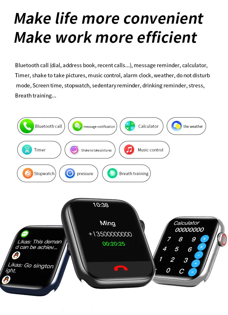 Wearpai Smart Watch HW19 Full Screen Sleep Monitor Double Buttons Make Call Smartwatch Sport Women Men pk iwo 13 W46 IWO W37 PRO