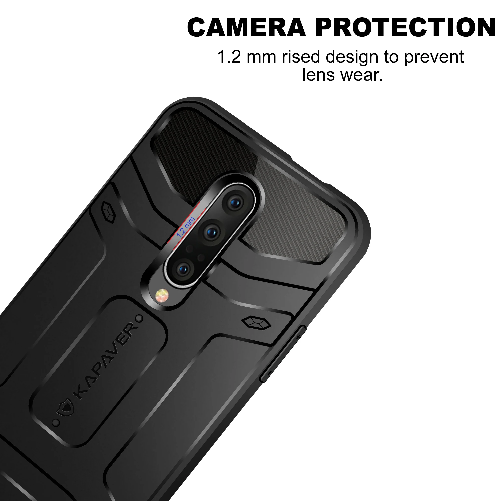 KAPAVER®Чехол для задней крышки, совместимый с OnePlus 7 Pro, жесткий прочный черный ударопрочный тонкий защитный чехол