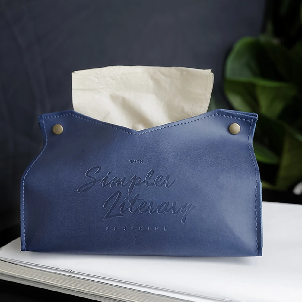 Dark Blue Держатель для салфеток многоразовый Ins Скандинавская кожаная коробка для салфеток диспенсер для бумажных салфеток держатель для салфеток чехол для офисного домашнего стола Декор - Цвет: Dark Blue
