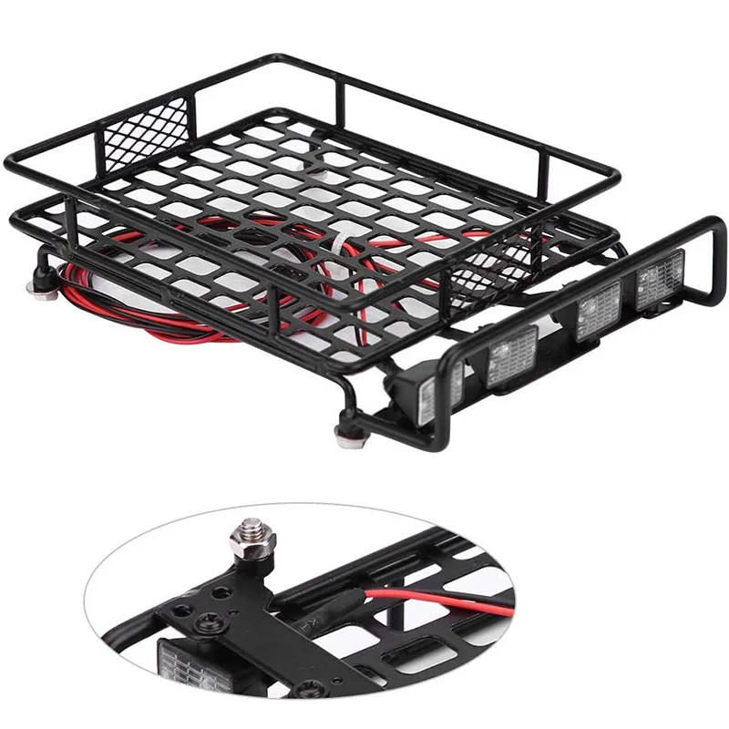 Багажник на крышу со светодиодсветильник кой для Wrangler Tamiya CC01 Axial SCX10 багажник из