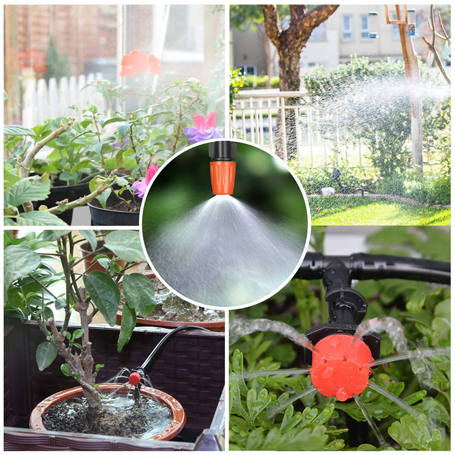 Plant Watering Drip Irrigation Kit DIY Watering System with Electronic Automatic Irrigation Timer Nozzles Misters Drippers