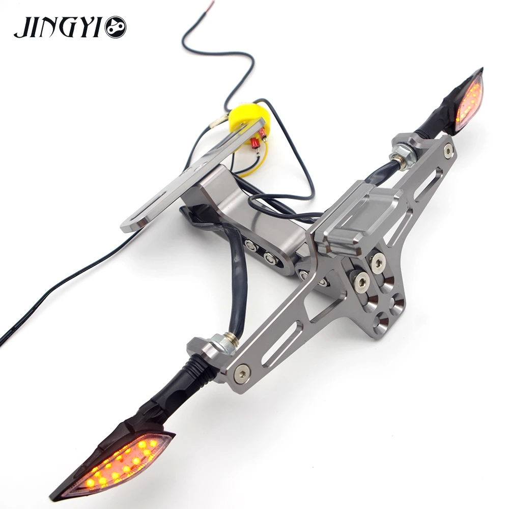 CNC держатель номерного знака мотоцикла Мото индикаторный кронштейн Светодиодная лампа для BMW S1000RR BMW S1000XR F800GS F800R GS 1200 Moto BMW - Цвет: Серый