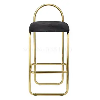 

Net Red Bar Chair Gold High Stool Ins Creative Simple Front Desk Chair North European Bar Household Coffee Chair