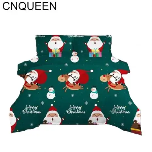 Счастливого Рождества, Санта Клаус, олень, снеговик, пододеяльник для кровати, приятный для кожи чехол для подушки, удобный комплект постельного белья, Рождественский Декор - Цвет: CN Queen