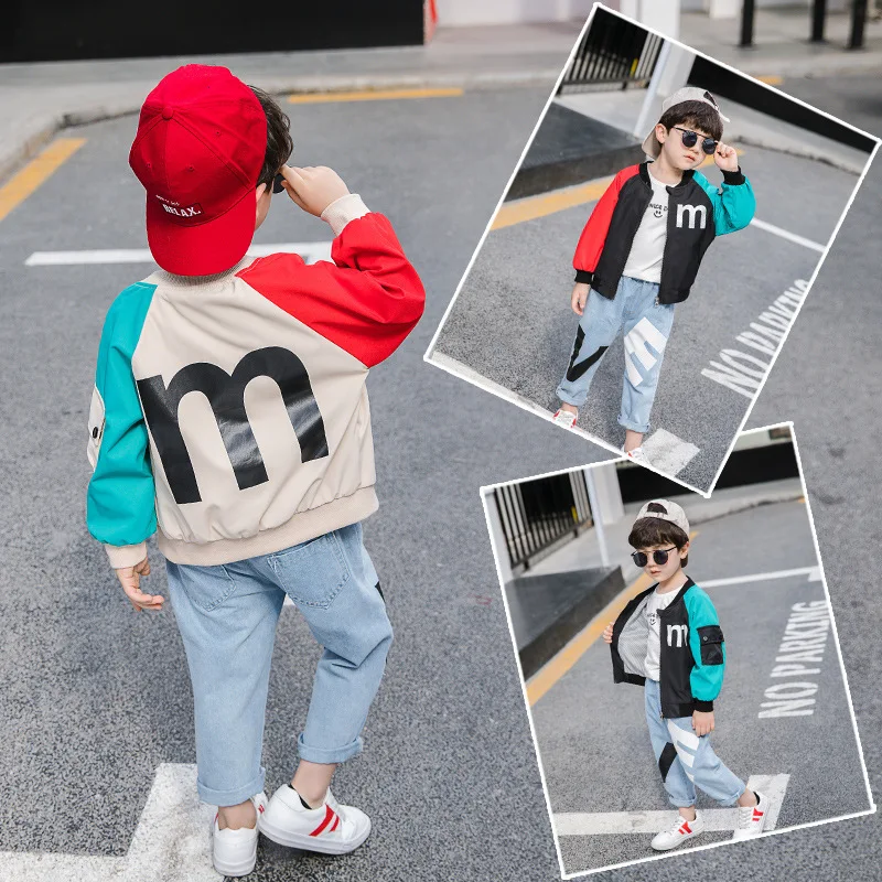 

2019 Spring And Autumn Mixed Colors Jacket Children Spring And Autumn Fashion Casual Contrast Color Coat Zip-up Shirt on Behalf