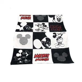 

Disney Black White Plaid Mickey Mouse Coral Fleece Blanket Throw on Bed/Sofa/Plane 100x140cm for Boys Girls Christmas Gift