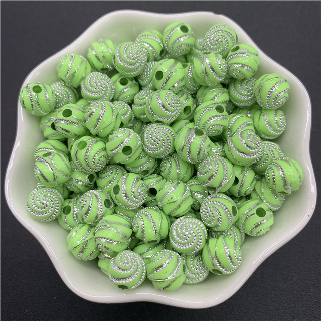 8mm Acrylic Spacer Beads Carving Vortex Loose Round Shape Beads For Jewelry Making