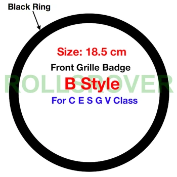 

ROLLSROVER 18.5 cm Mirror Glossy Black B Style Front Bumper Grille Emblem Badge For W204 W205 W213 VITO C E S G V-Class Logo
