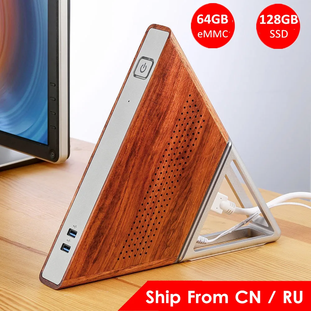 Tanie Ostry kąt AA B4 DIY Mini komputer intel Apollo Lake N3450 grafika intel hd 500 Windows 10 8GB RAM 64GB eMMC 128GB SSD tv box z wifi