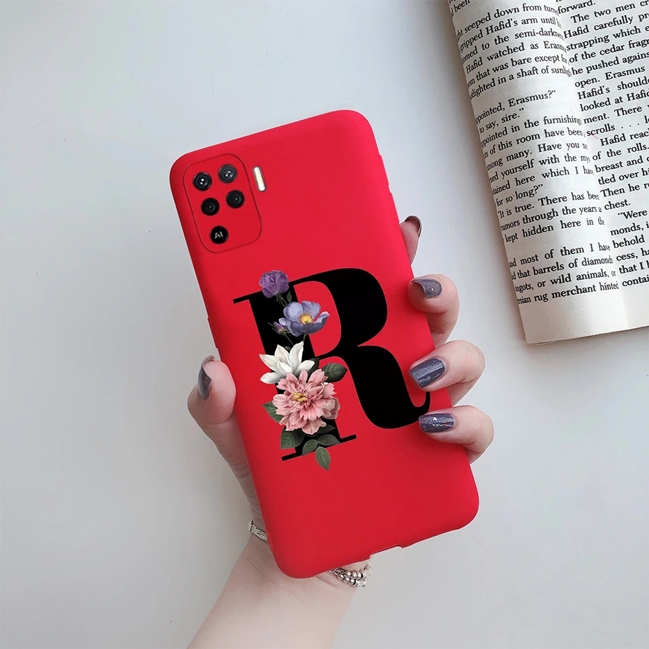 cases for oppo phones For Oppo Reno 5 Lite Case Letters Monogram ABC Flower Soft Silicone Back Cover For Oppo Reno5 Z Reno 5 F Z Lite 5F 5Z 5Lite Case oppo phone back cover