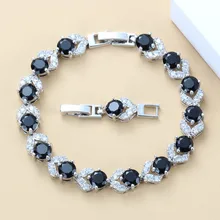 925 пробы серебряный черный кубический цирконий модный браслет из цепочки костюм для женщин ювелирные изделия Регулируемая длина 21 см