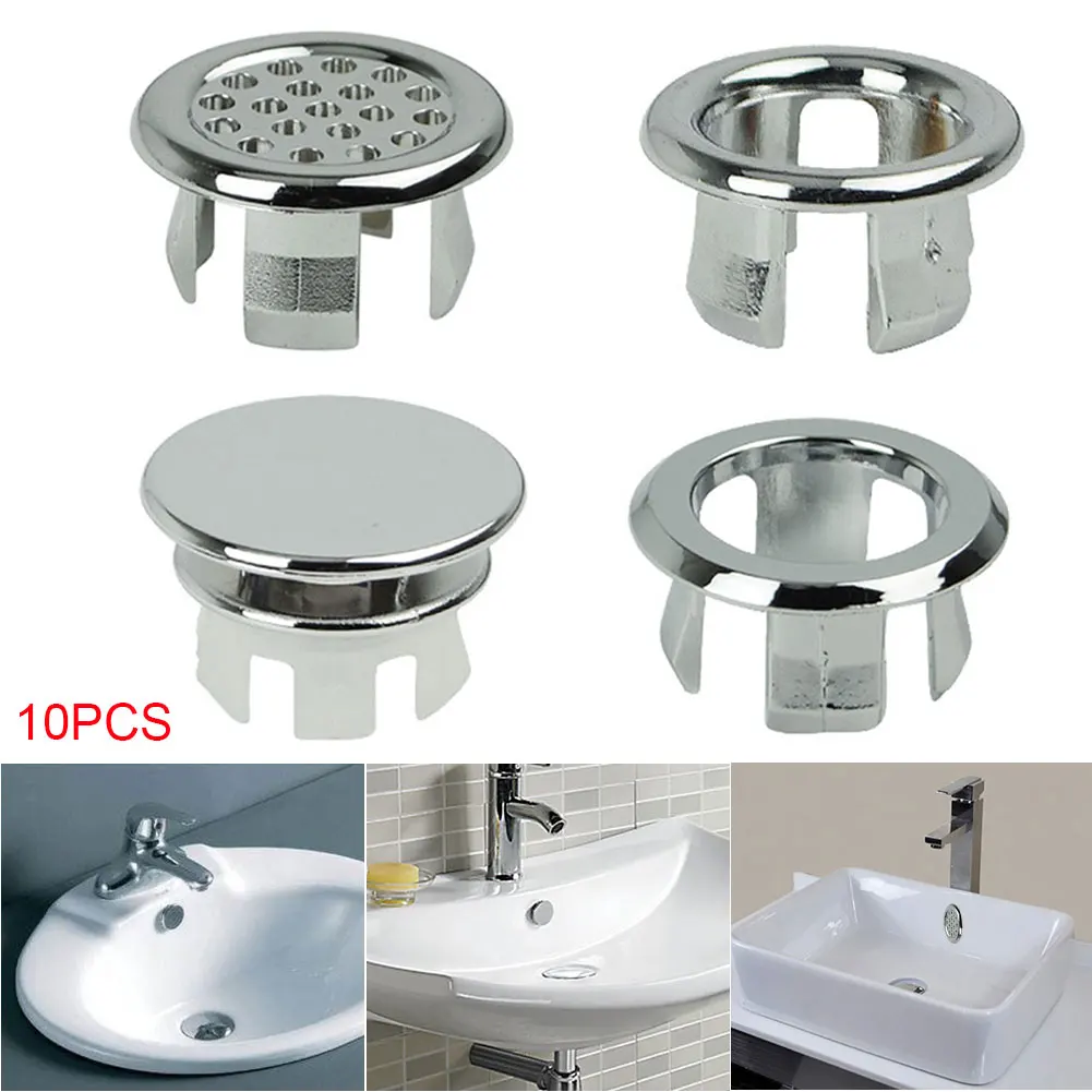 10pcs Accessories Round Silver Drain Cap Kitchen Durable Insert Plastic Sink Overflow Ring Trim Cover Bathroom Basin Drains Aliexpress