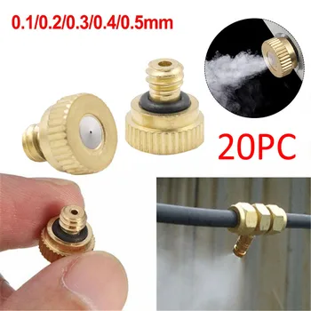 

20pcs Threaded Brass Misting Nozzle 0.1-0.5mm Orifice Water Mister Parts Fog Nozzle For Patio Misting System Outdoor Cooling#30