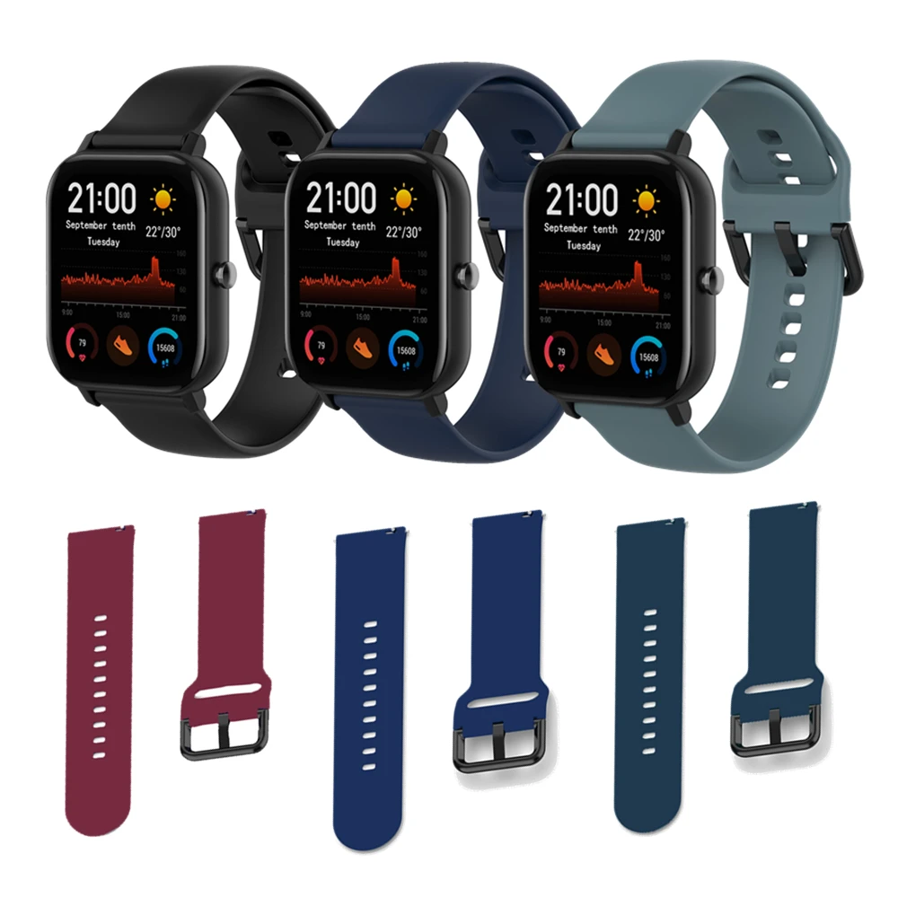 Ремешок силиконовый для часов Huami Amazfit GTS BIP GTR 42 мм сменный спортивный браслет
