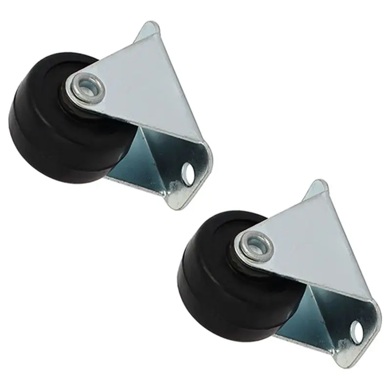1-inch Dia Rubber Single Wheel Rigid Non-Swivel Top Plate Fixed Casters 4pcs