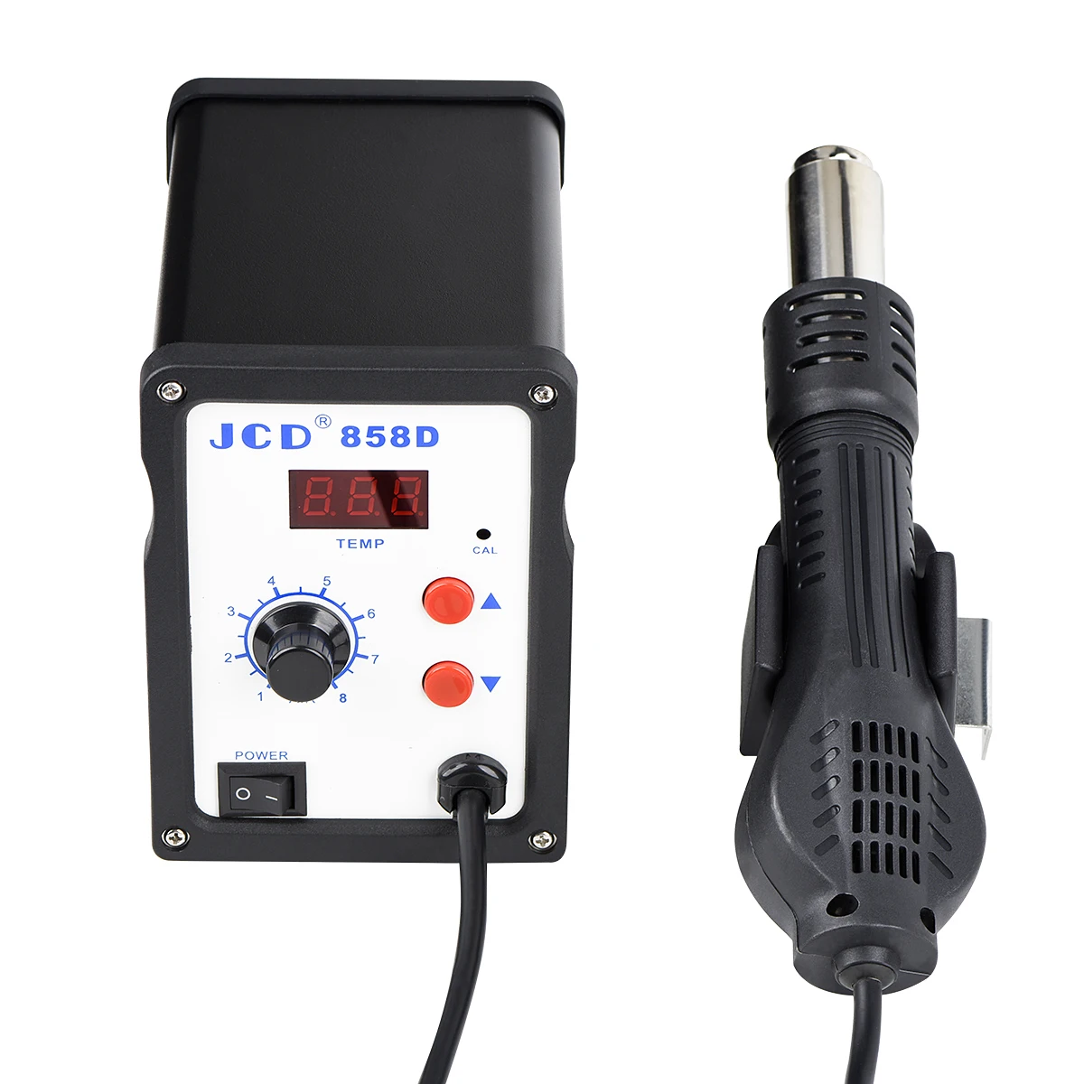 

JCD Spiral Hot Air Gun Lead-free Convenient Soldering Station 858D LCD Temperature Display High Power Heater Welding Repair Tool