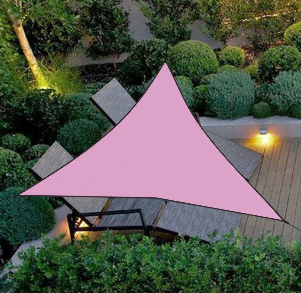 Outdoor waterproof sunscreen triangle canopy 3×3×3 M terrace garden beige sand triangle sunshade UV shade cloth 20N1 (9)