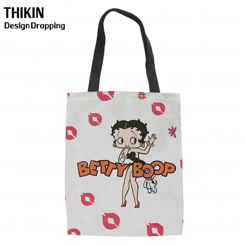 Тикин мультфильм Бетти Буп хлопок холст хозяйственные сумки женская сумка для девочек многоразовые сумки Дамская Наплечная тканевая сумка складная