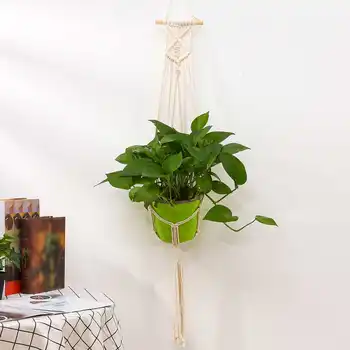 

New 105cm Cotton Plant Hanger Basket Handmade Rope Pots Holder Fine Hemp Rope Net Flower Pot Plant Lanyard