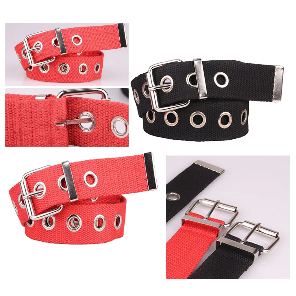Canvas Web Fabric Grommet Belt Goth Punk Studded Eyelet Grommet Belt For Men