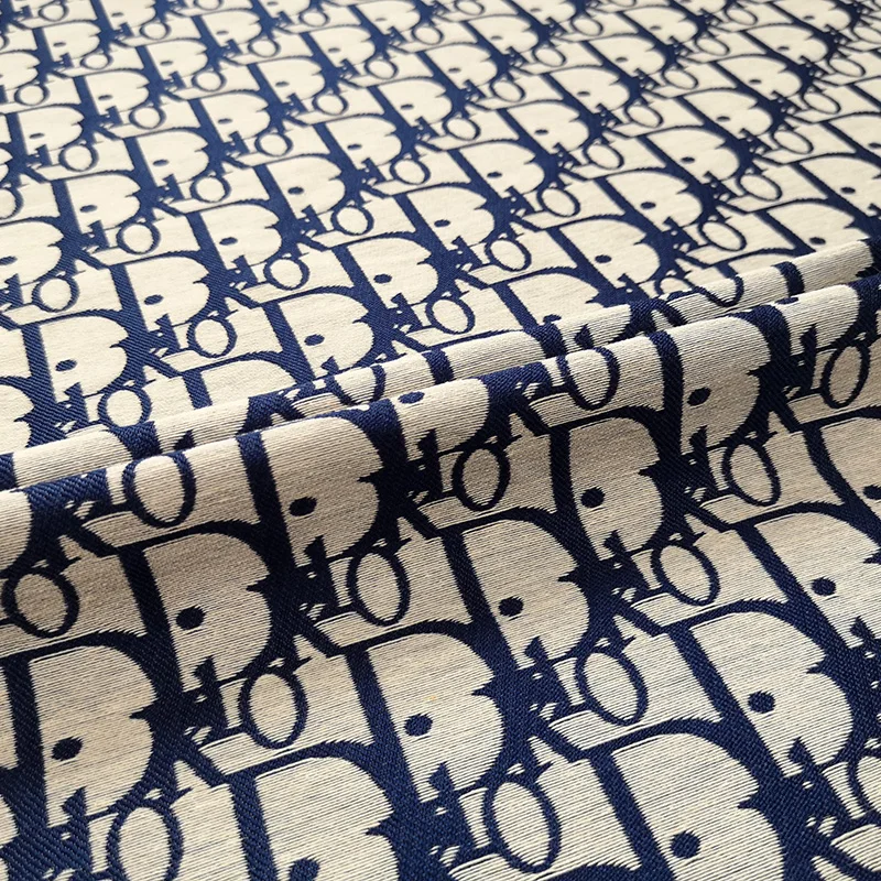 

145cm Width Europe and America Double D letter Pattern Jacquard Fabric for Woman Autumn Winter Dresses Skirt Pant DIY Sewing