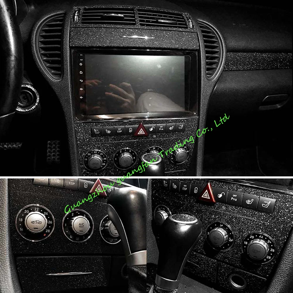 Manija de puerta de Panel de Control Central Interior para Mercedes SLK R170/171 2004-10, pegatinas de fibra de carbono, calcomanías, accesorios de estilo de coche