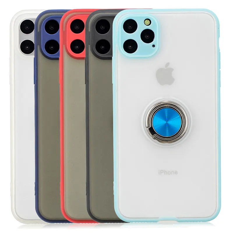 

For Apple iphone 11 Pro Max Case With Ring Stand Transparent Matte Protective Cover for iPhone Xs Max X XR 6 6s 7 8 Plus Casing