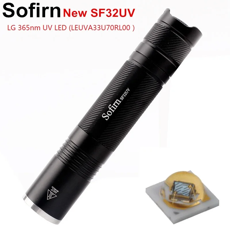 Светодиодный фонарик Sofirn SF32UV 365 нм черный лучший Ультрафиолетовый фонарь LG 365UV