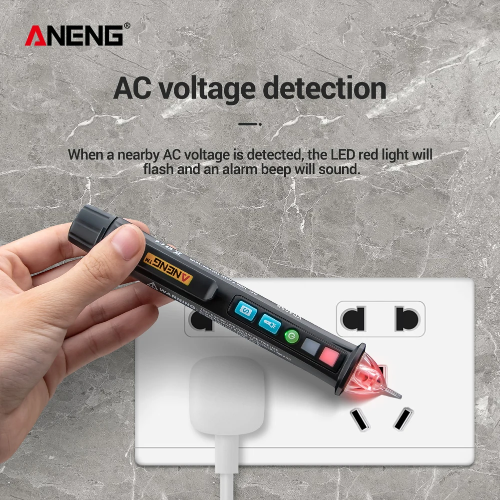 

ANENG VD409B Noncontact AC Voltage Detector Tester Meter 12V-1000v Pen Style Electric Indicator LED Outlet Voltage Dectetor