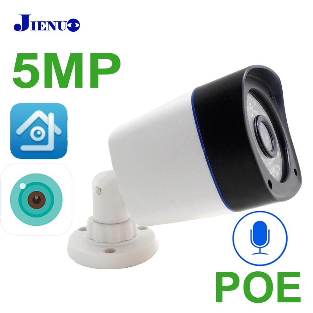 JIENUO 5MP HD POE IP камера Аудио ночное видение инфракрасный открытый водонепроницаемый Cctv видеонаблюдения IPCam HD домашняя камера