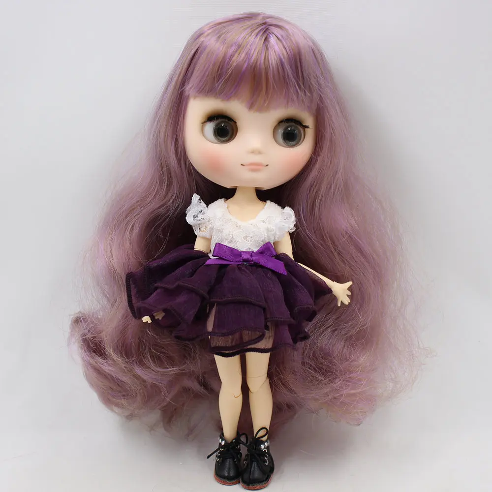 Кукла ICY DBS Middie Blyth Серия No.BL7216/9400 фиолетовые Смешанные коричневые волосы с челкой