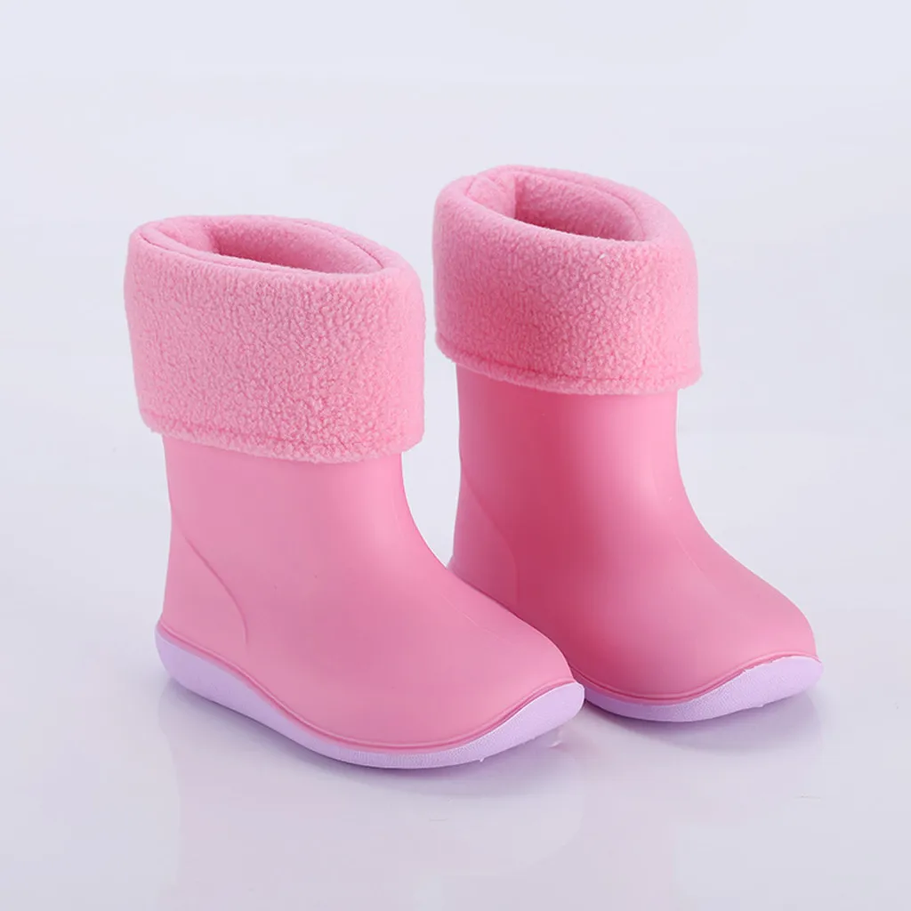 ARLONEET/детские резиновые сапоги для дождливой погоды; Детские Водонепроницаемые сапоги из пвх; бархатная теплая обувь для дождливой погоды; нескользящие ботинки до щиколотки; обувь; CA12