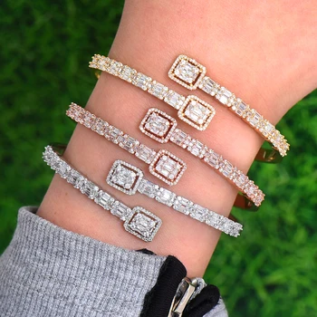 

GODKI Trendy Luxury Stackable Bangle For Women Wedding Full AAA Cubic Zircon Crystal CZ Dubai White Bracelet Party Jewelry 2020