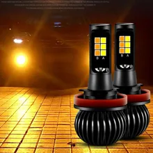 Newest Car Front Fog Light Bulbs H11 H3 H7 H8 H11 9005 HB3 9006 HB4 880/881 H27 Dual Color LED Day Lights White Yellow Ice Blue