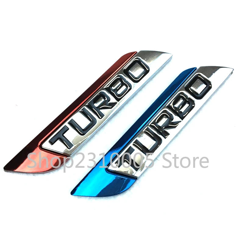 Blue Red Turbo Badge Emblem Car Styling Trunk Logo Chrome Metal 3D Sticker Per Bmw Benz Vw Audi Honda Toyota Nissan Ford Mazda