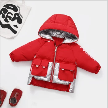

Christmas Patchwork Children Jacket Outwear Warm Hooded Winter Jackets for Boy Girls Coat Children Parka Clothing Coat Windproof