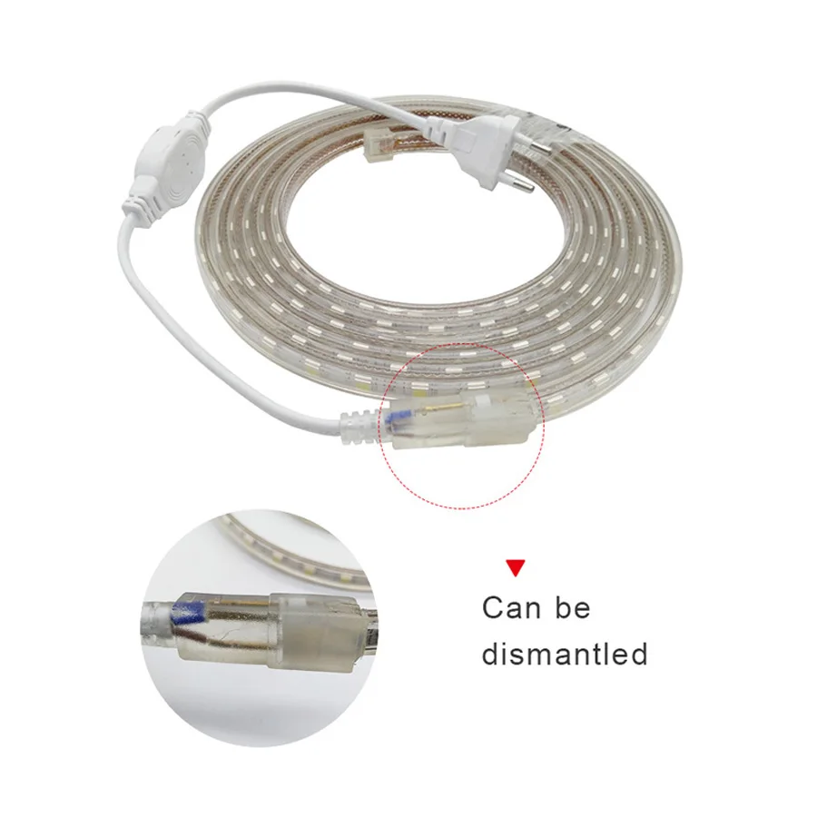 SMD 5050 AC220V LED Strip Flexible Light 60ledsm Waterproof Led Tape LED Light With Power Plug 1M2M3M5M6M8M9M10M15M20M (2)