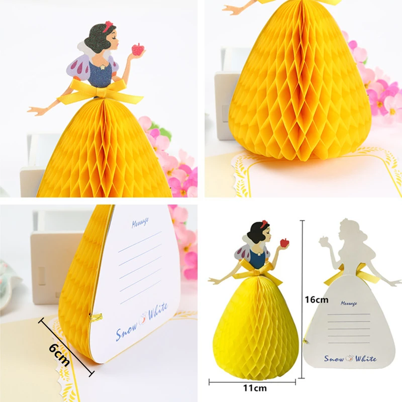 3D Snow White Cinderella Princess Greeting Card Children Birthday Wedding Party Blessing Card Invitations Valentine's Day Decors