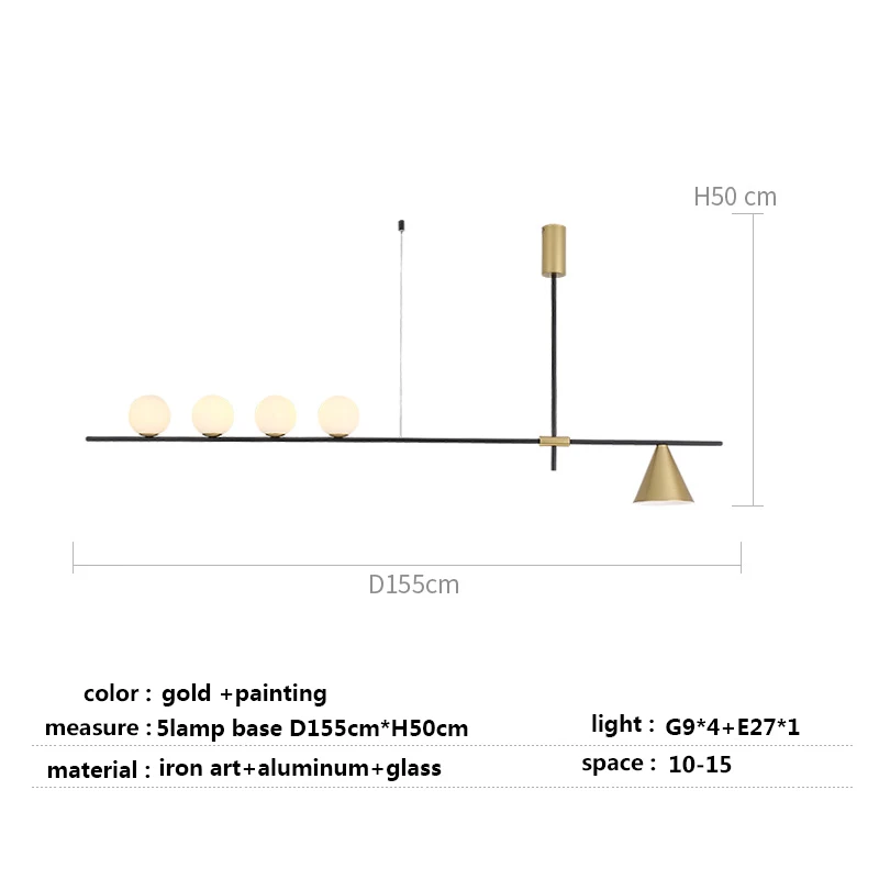 Скандинавский стеклянный шар люстра светильник ing современная спальня/Кабинет Подвесной светильник Арт деко светильник домашняя люстра - Цвет абажура: 5lamp gold A