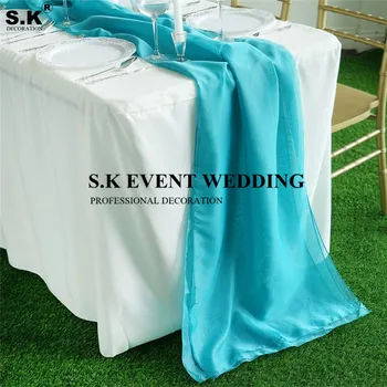 

20 Colors Choose Chiffon Linen Tablecloth Table Runner Banquet Weddin Table Runners For Wedding Event Christmas Decoration