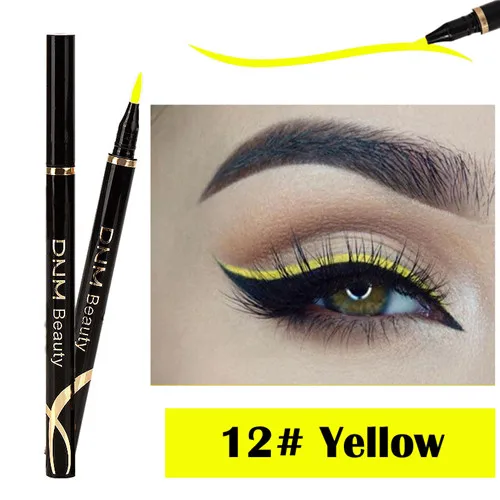 12 Yellow 1 шт., матовая цветная жидкая подводка для глаз, водостойкая Черная Подводка для глаз, карандаш, кошачий глаз, инструменты для макияжа - Цвет: 12 Yellow