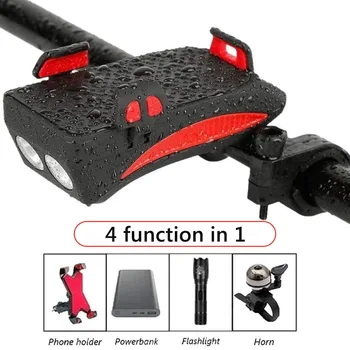 

Mobile Phone Rack Holder Bicycle Power Bank with 400LM 2 LED Headlight Alarm Bell Speaker MTB Mountain Road Bike Phone Support